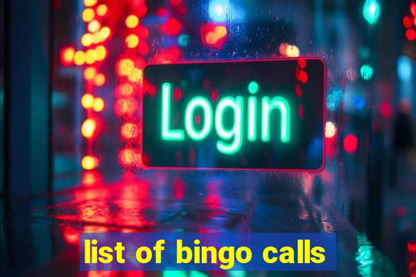 list of bingo calls